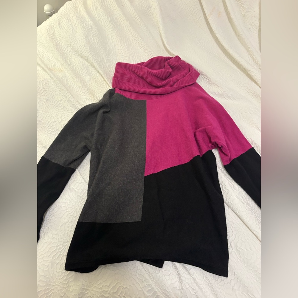 Joseph Ribkoff Pink, Gray, and Black Turtleneck Sweater